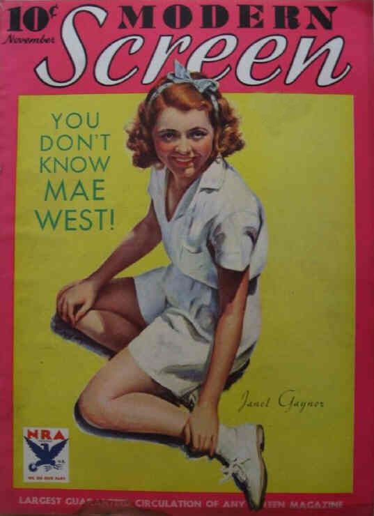 MODERN SCREEN magazine cover Issue 36 November 1933